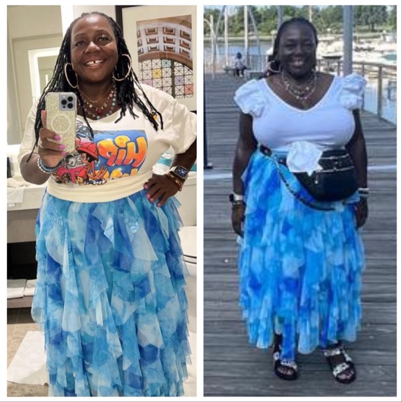 Anthropologie Chéri Ruffled Tulle Midi Skirt in the color Sky New - Picture 4 of 16